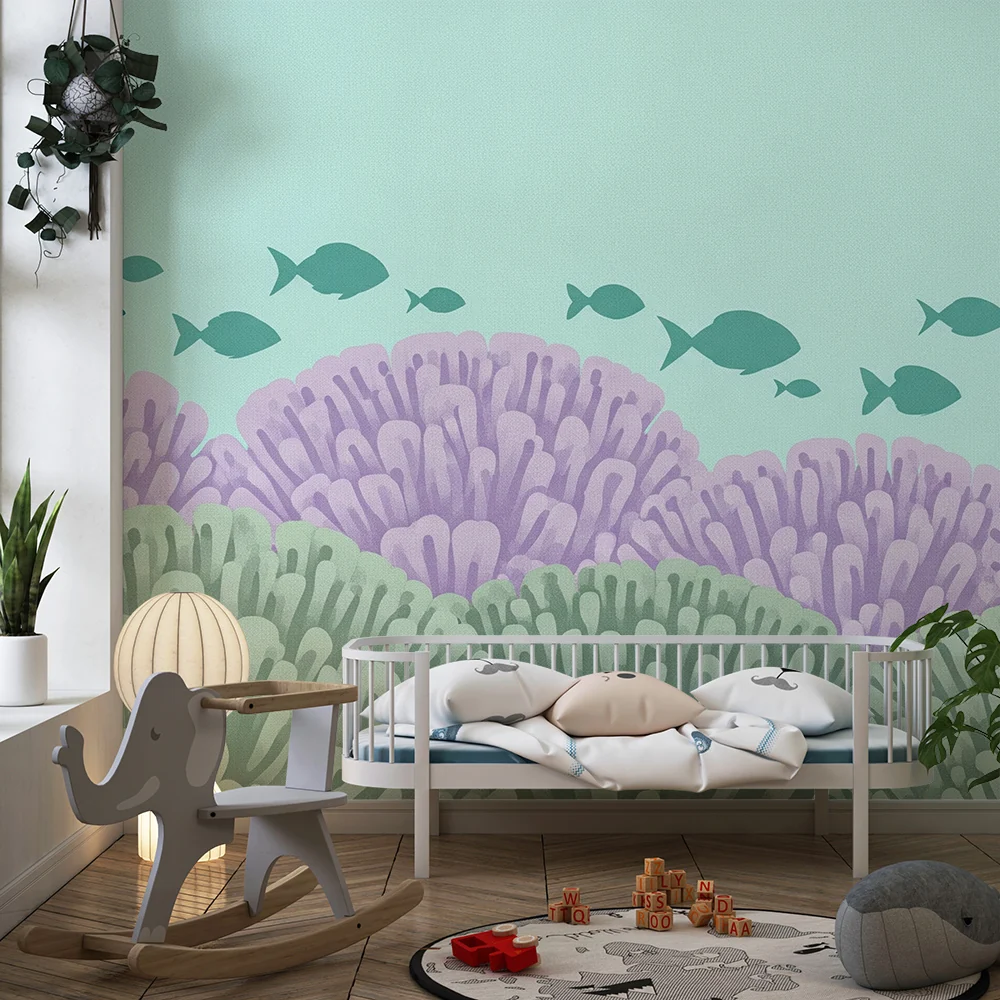 Papel de parede quarto bebê | Подводница с корали и цветни риби