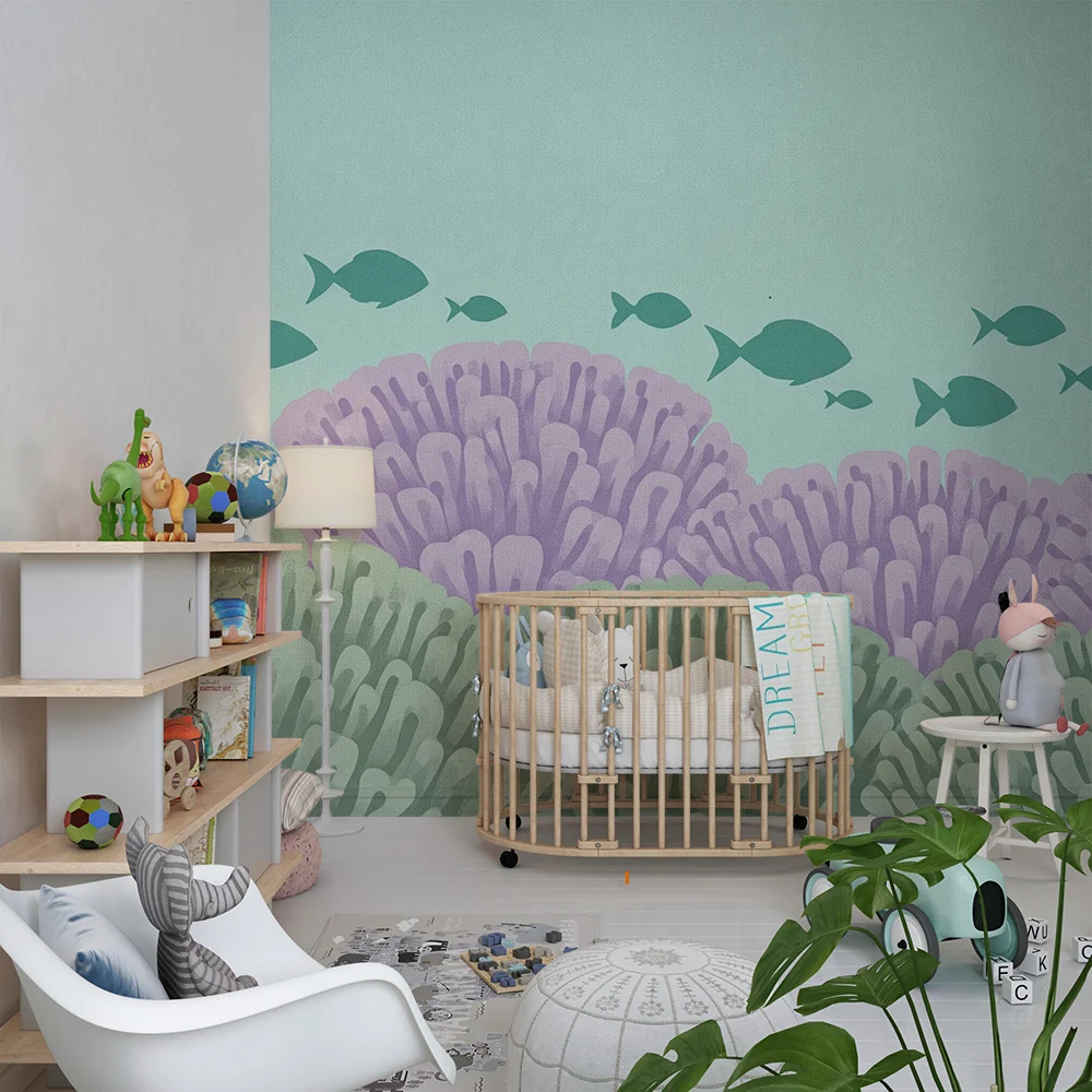 Papel de parede quarto bebê | Подводница с корали и цветни риби