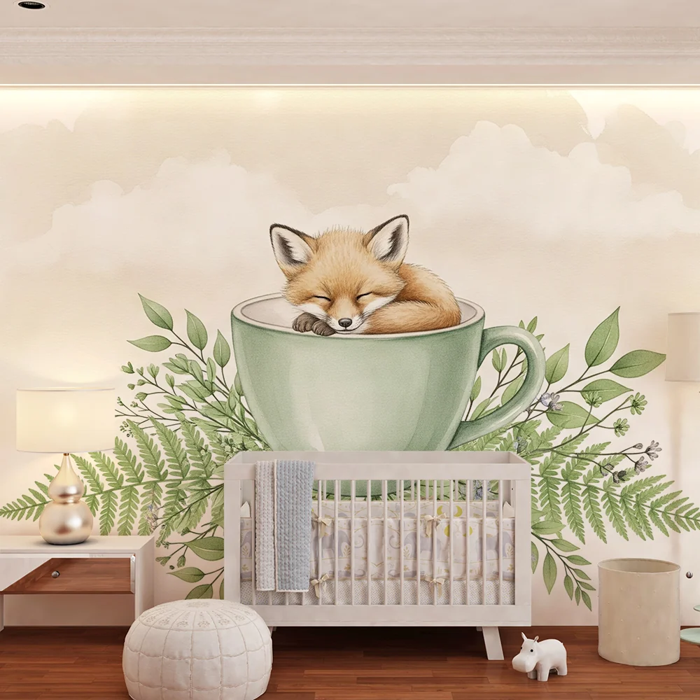 Papel de parede quarto bebê | Спяща лисица във чаша