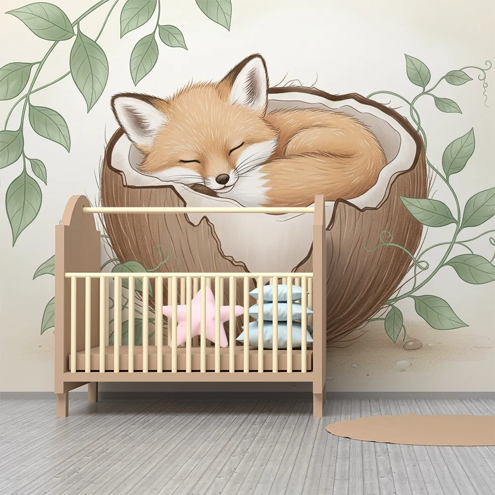 Papel de parede quarto bebê | Спяща лисица в орех