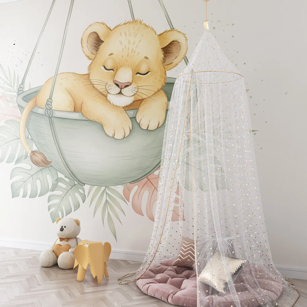 Papel de parede quarto bebê | Спящо лъвче в хамак