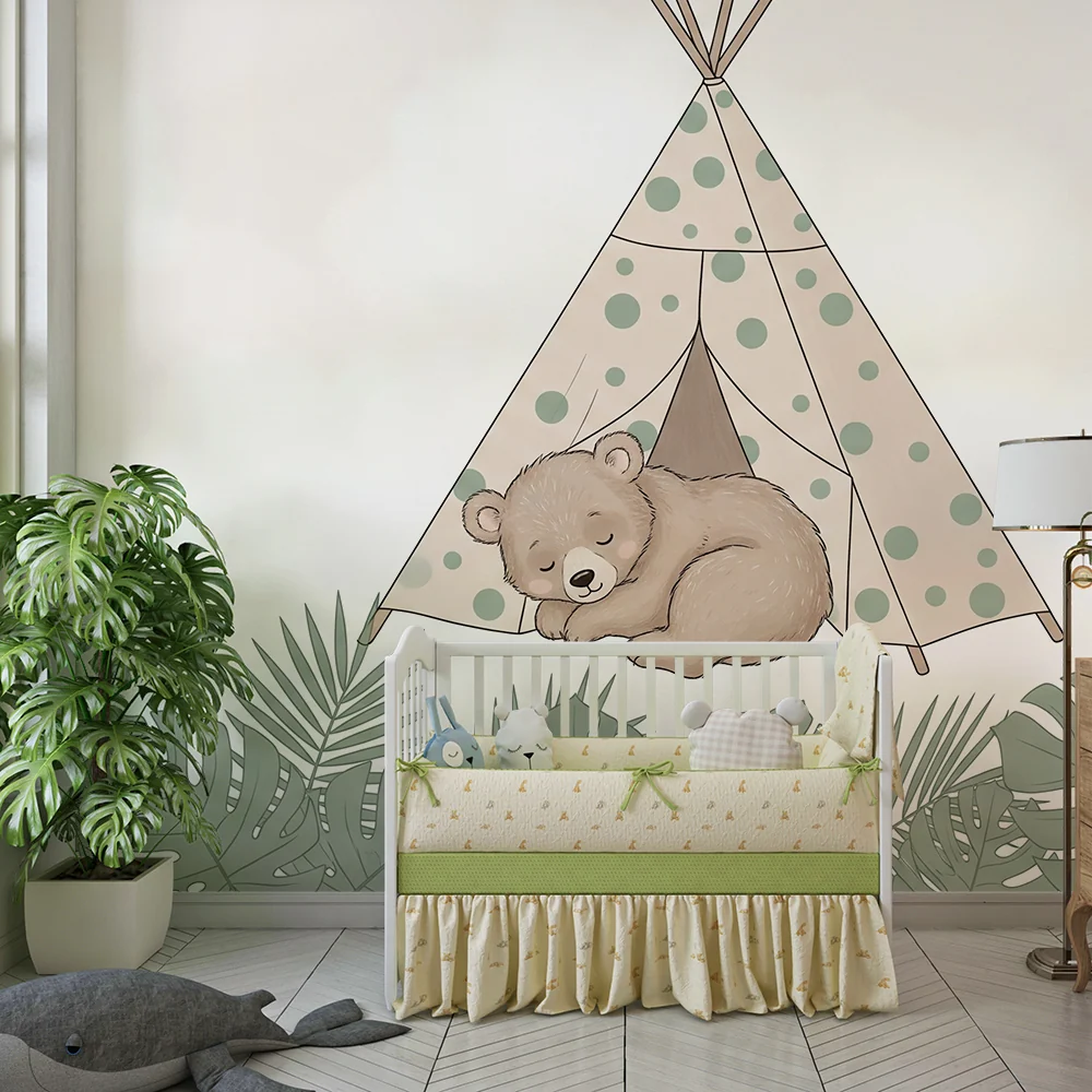 Papel de parede quarto bebê | Мечка, заспала в шатра
