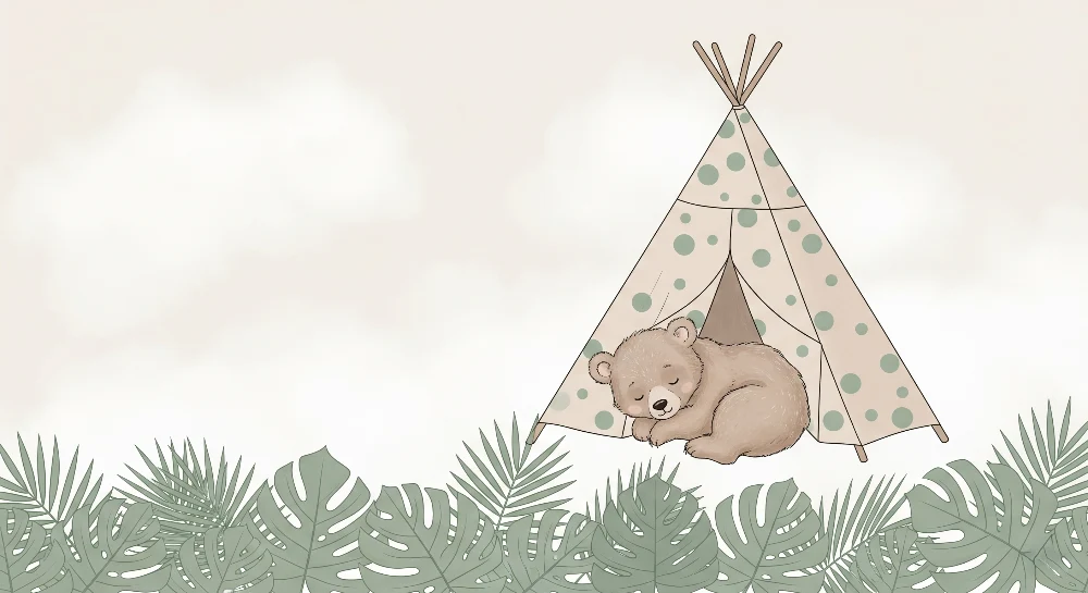 Papel de parede quarto bebê | Мечка, заспала в шатра