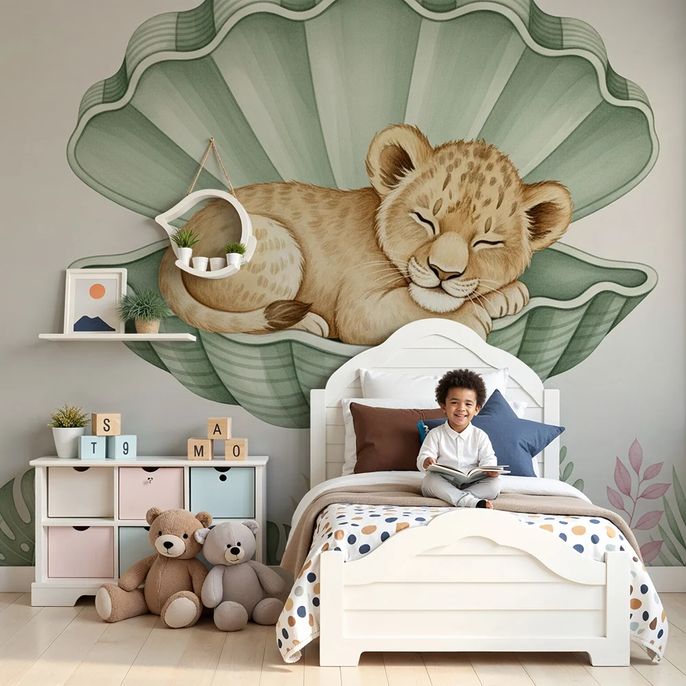 Papel de parede quarto bebê | Лъвче заспало в черупка
