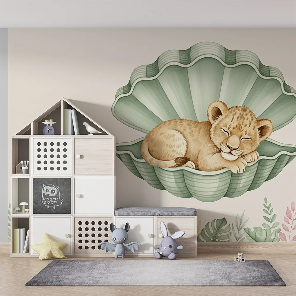 Papel de parede quarto bebê | Лъвче заспало в черупка