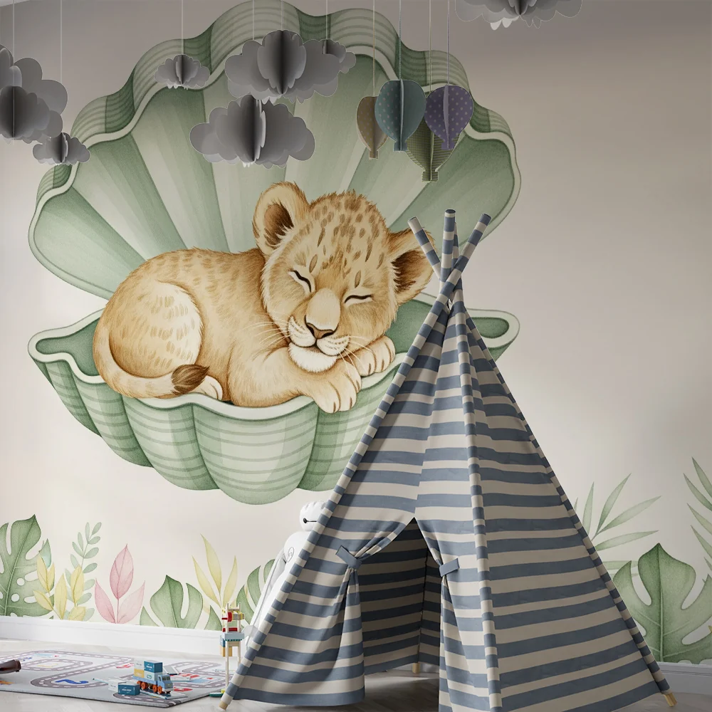 Papel de parede quarto bebê | Лъвче заспало в черупка