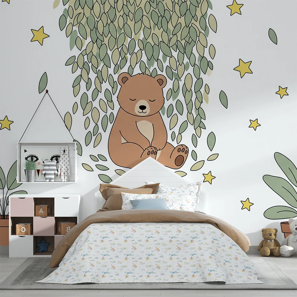Papel de parede quarto bebê | Нашето спящо мече под звездите