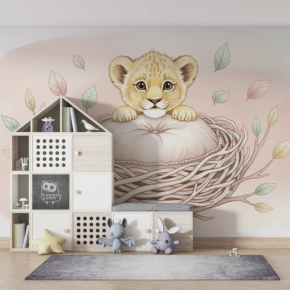 Papel de parede quarto bebê | Лъвче в уютно гнездо