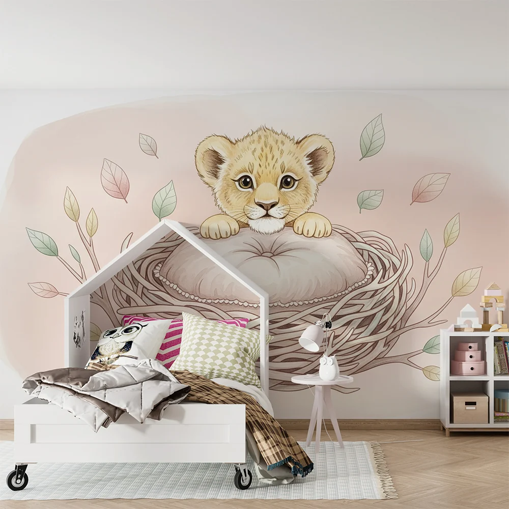 Papel de parede quarto bebê | Лъвче в уютно гнездо