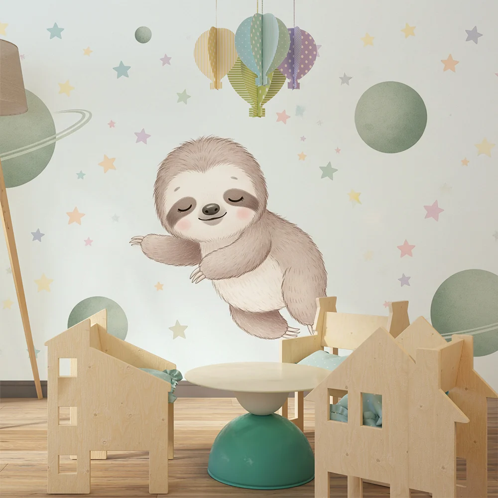 Papel de parede quarto bebê | Ленивец в звездното пространство