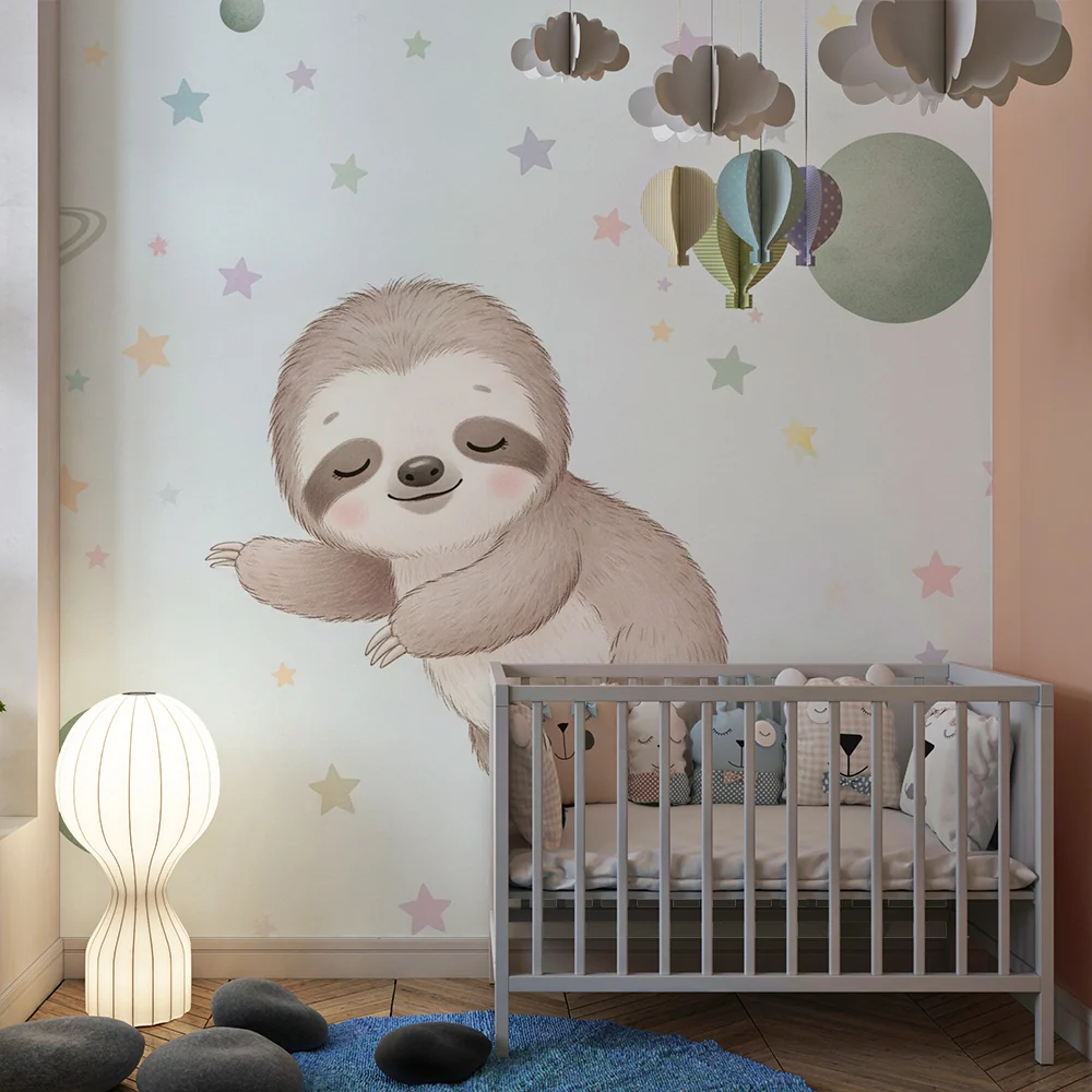 Papel de parede quarto bebê | Ленивец в звездното пространство