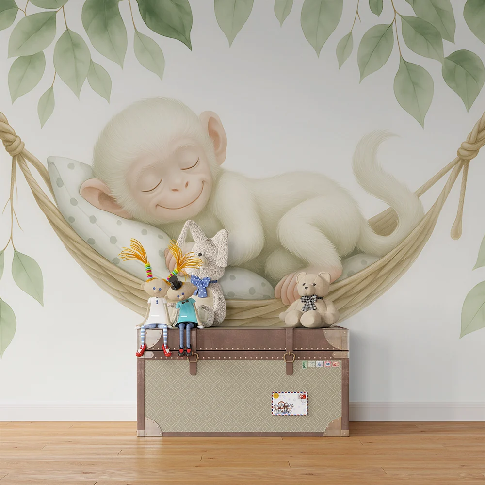 Papel de parede quarto bebê | Спяща маймуна в хамак