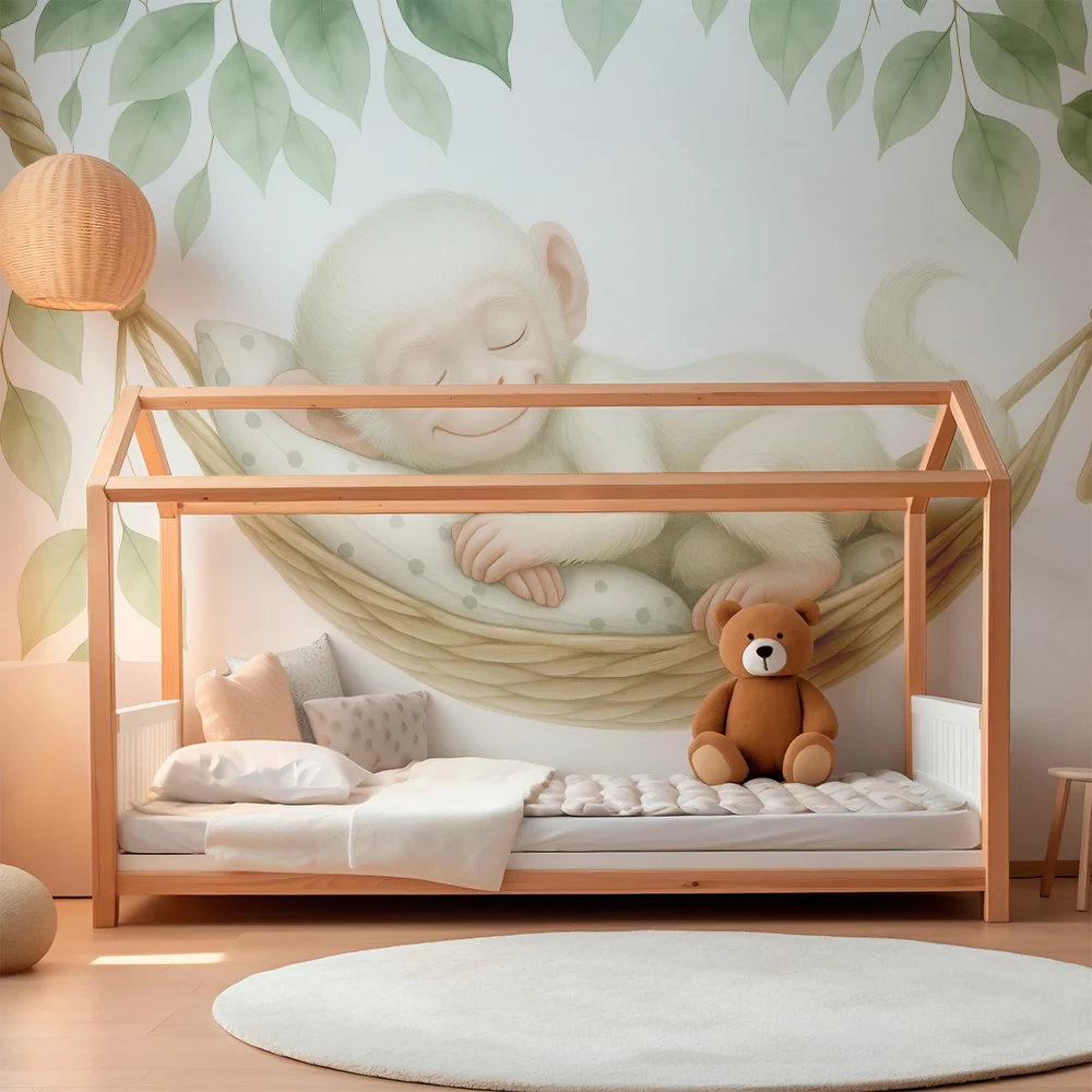 Papel de parede quarto bebê | Спяща маймуна в хамак
