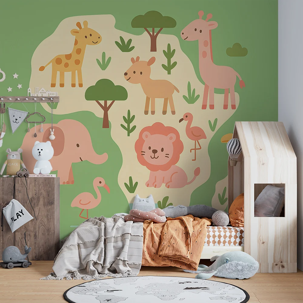 Papel de parede quarto bebê | Пастелни сафари животни