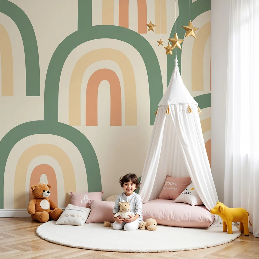 Papel de parede quarto bebê | Меки дъги в пастелни тонове