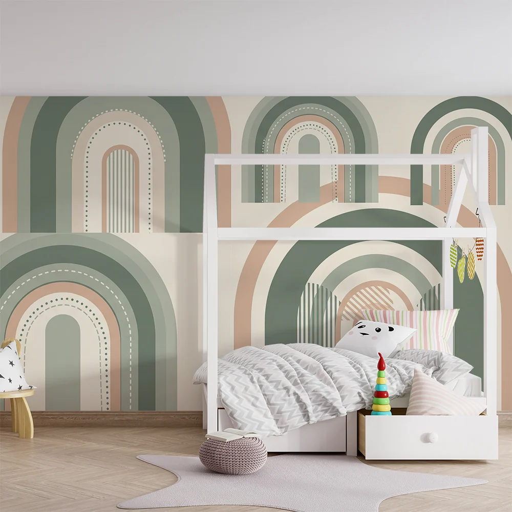 Papel de parede quarto bebê | Цветни дъги и нежни модели