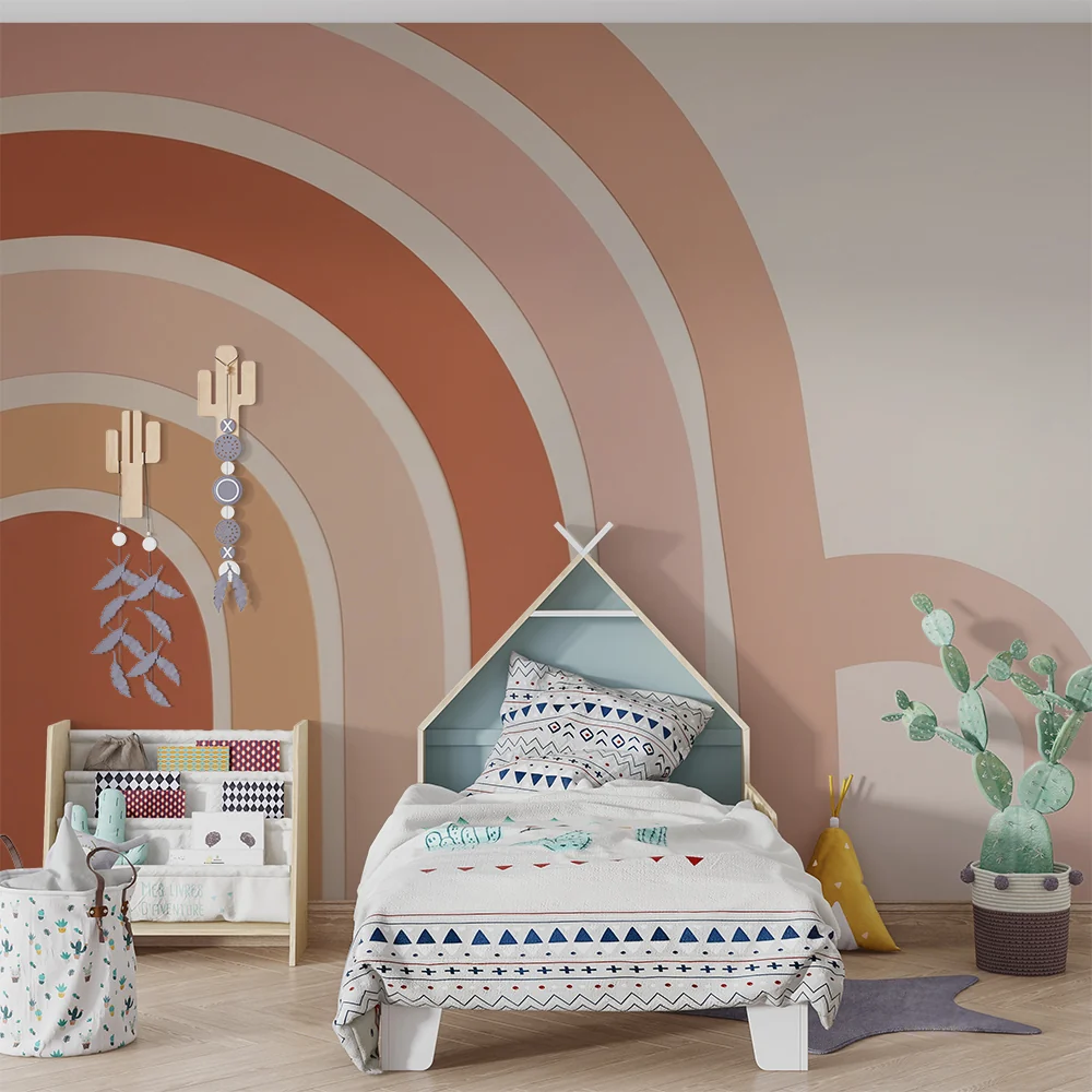 Papel de parede quarto bebê | Цветни дъги в нежни и топли тонове