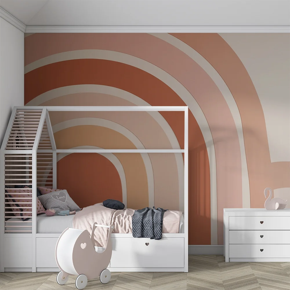 Papel de parede quarto bebê | Цветни дъги в нежни и топли тонове
