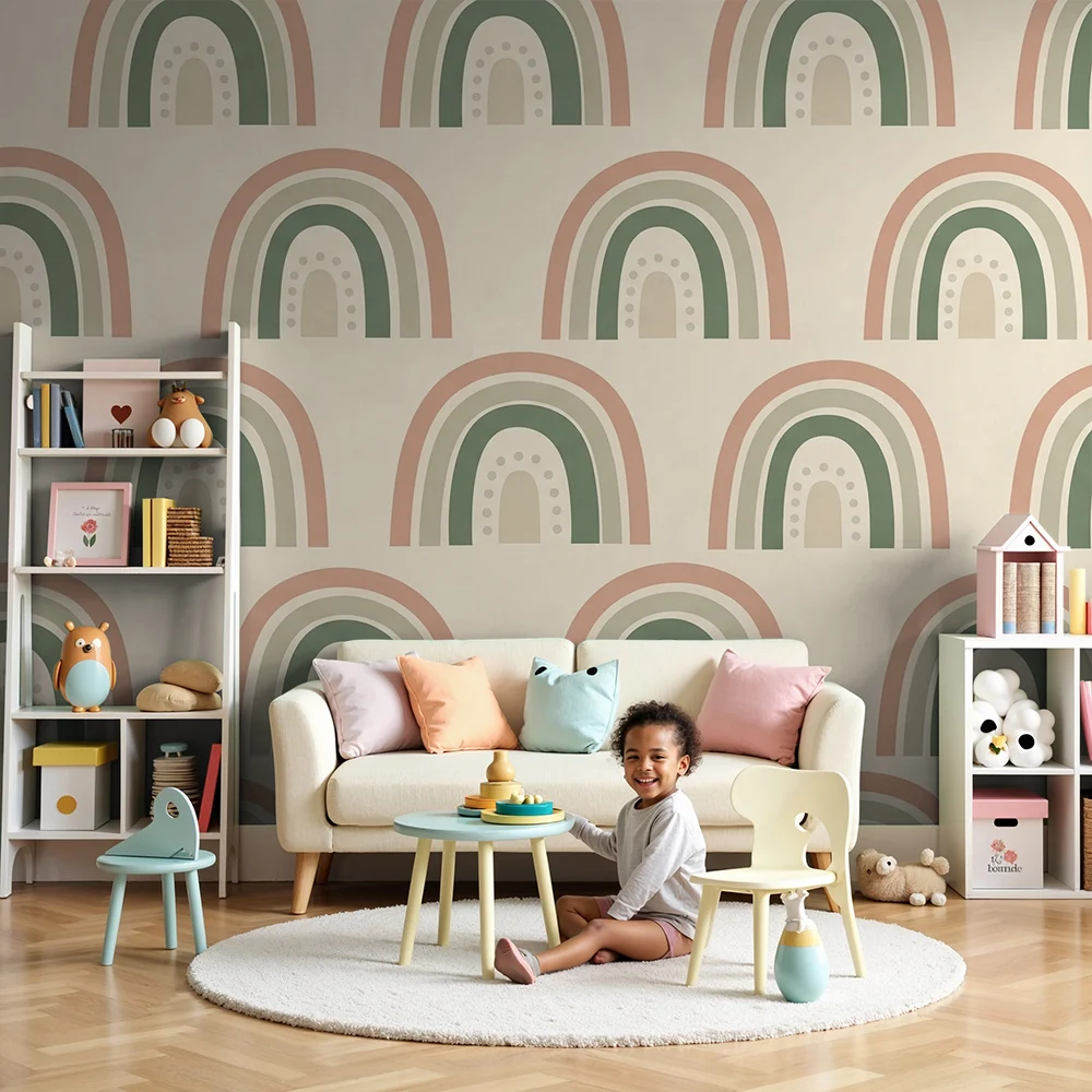 Papel de parede quarto bebê | Мека и пастелна дъга