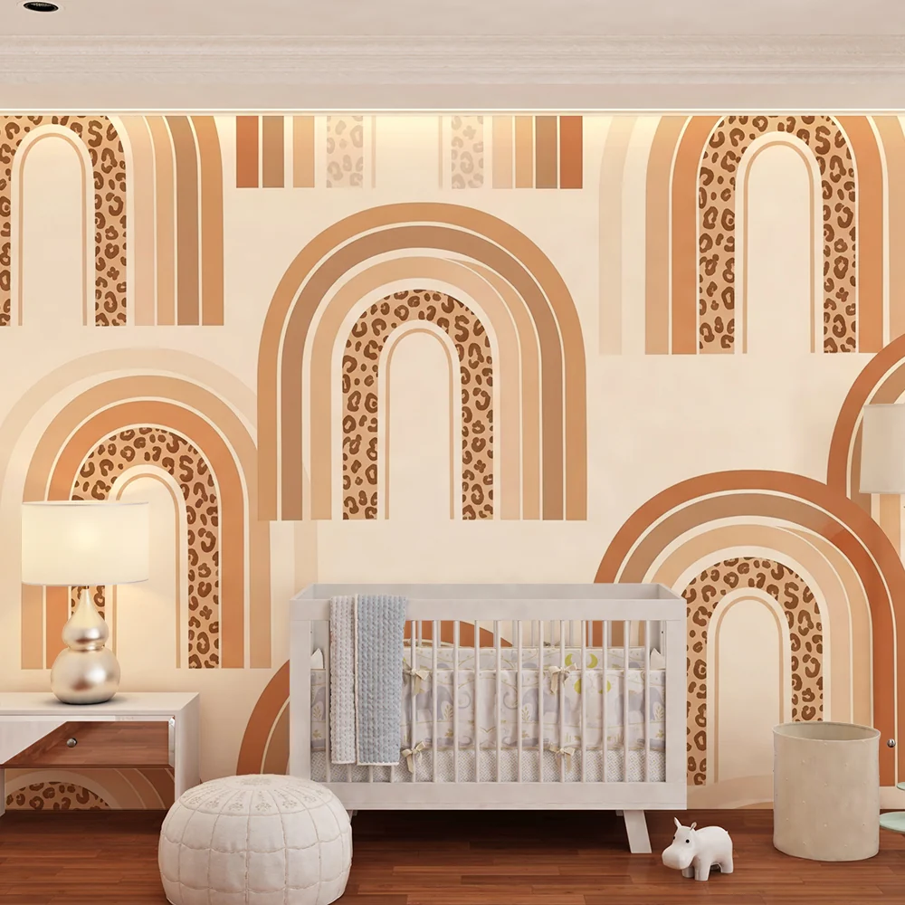 Papel de parede quarto bebê | Меки дъги и леопардови десени