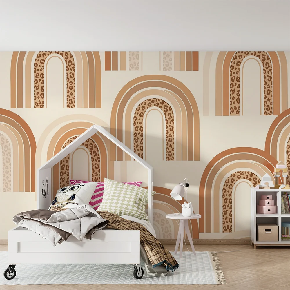 Papel de parede quarto bebê | Меки дъги и леопардови десени