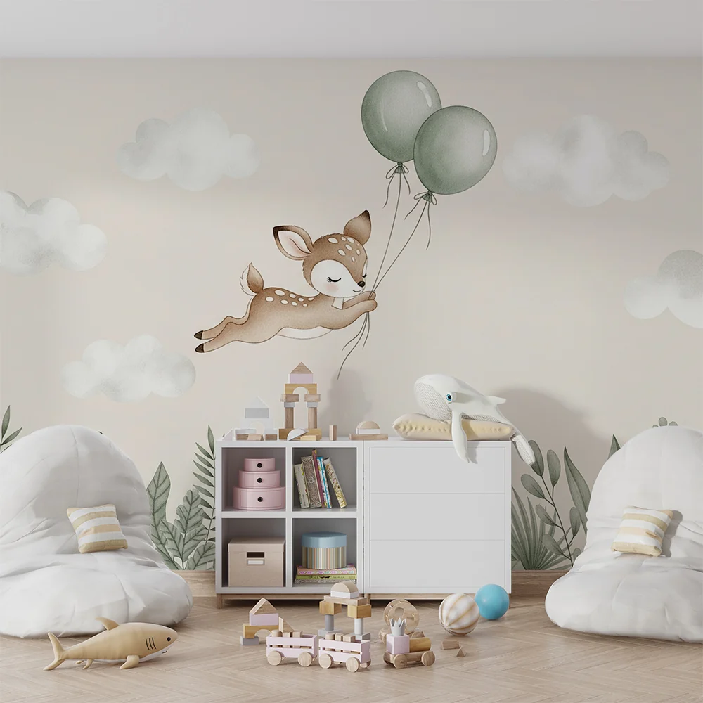 Papel de parede quarto bebê | Летяща еленка с балони