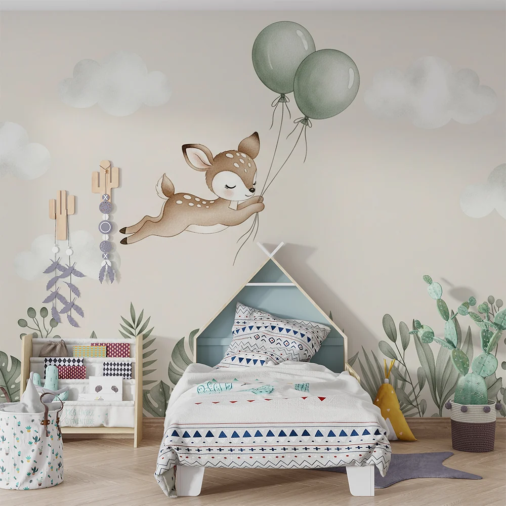 Papel de parede quarto bebê | Летяща еленка с балони