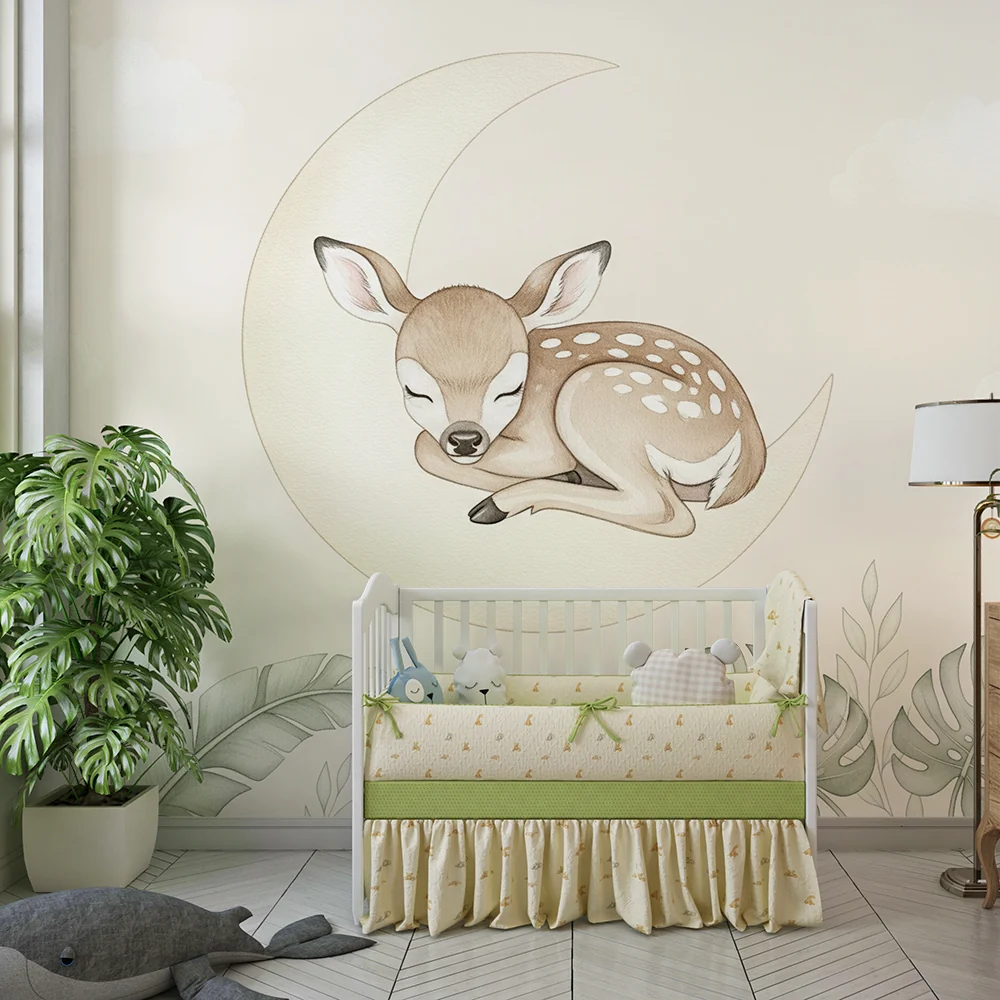 Papel de parede quarto bebê | Сънлива сърна на луната