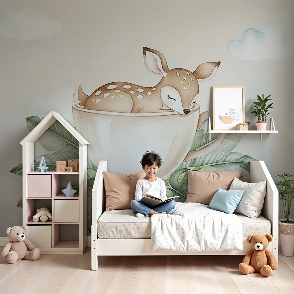 Papel de parede quarto bebê | Заспалият елен във чаша