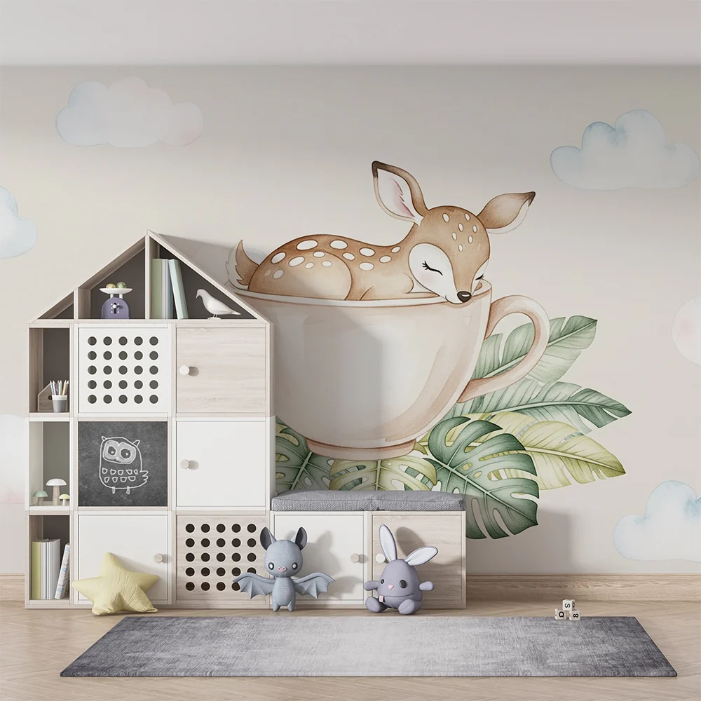 Papel de parede quarto bebê | Заспалият елен във чаша