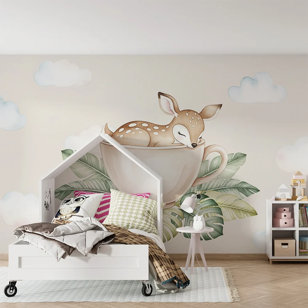 Papel de parede quarto bebê | Заспалият елен във чаша