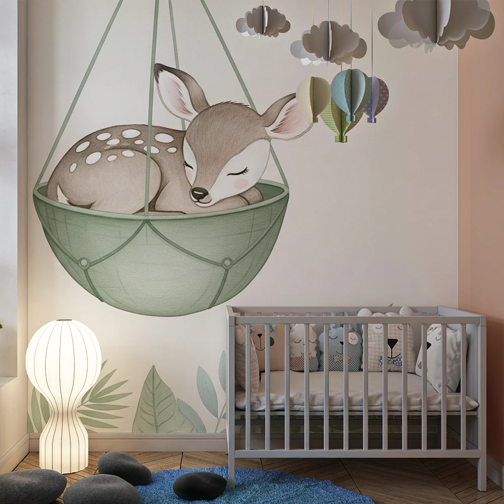 Papel de parede quarto bebê | Спяща сърна в окачена кошница