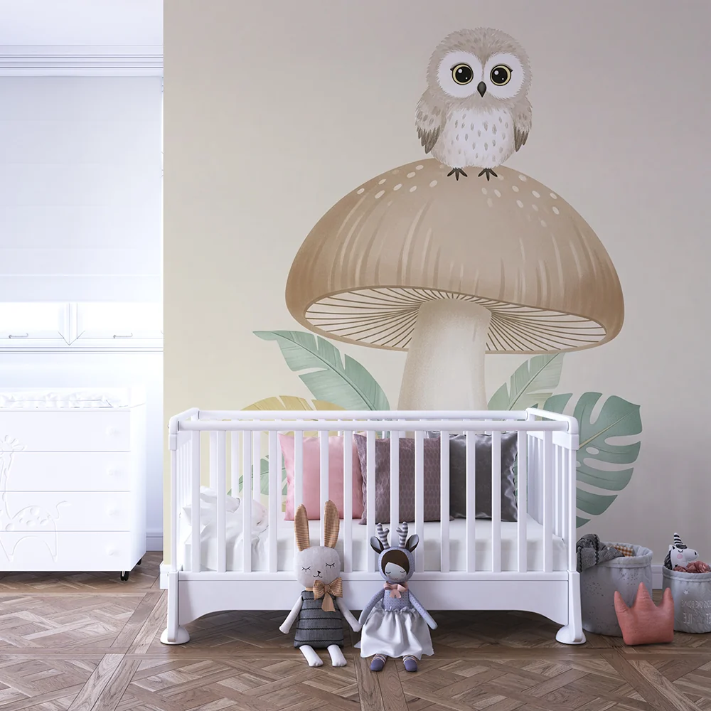 Papel de parede quarto bebê | Симпатична кукумявка на гъба