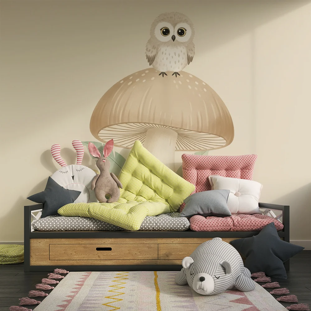 Papel de parede quarto bebê | Симпатична кукумявка на гъба