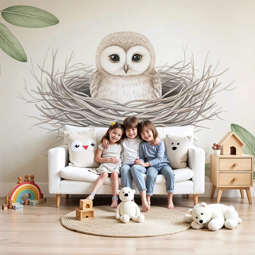 Papel de parede quarto bebê | Симпатична кукувица в гнездото си