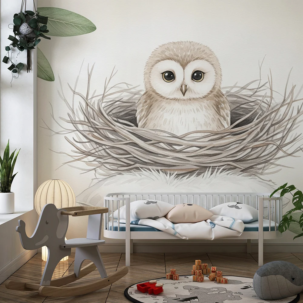 Papel de parede quarto bebê | Симпатична кукувица в гнездото си