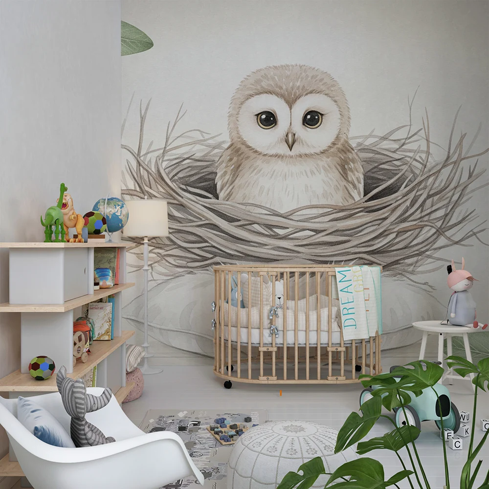 Papel de parede quarto bebê | Симпатична кукувица в гнездото си