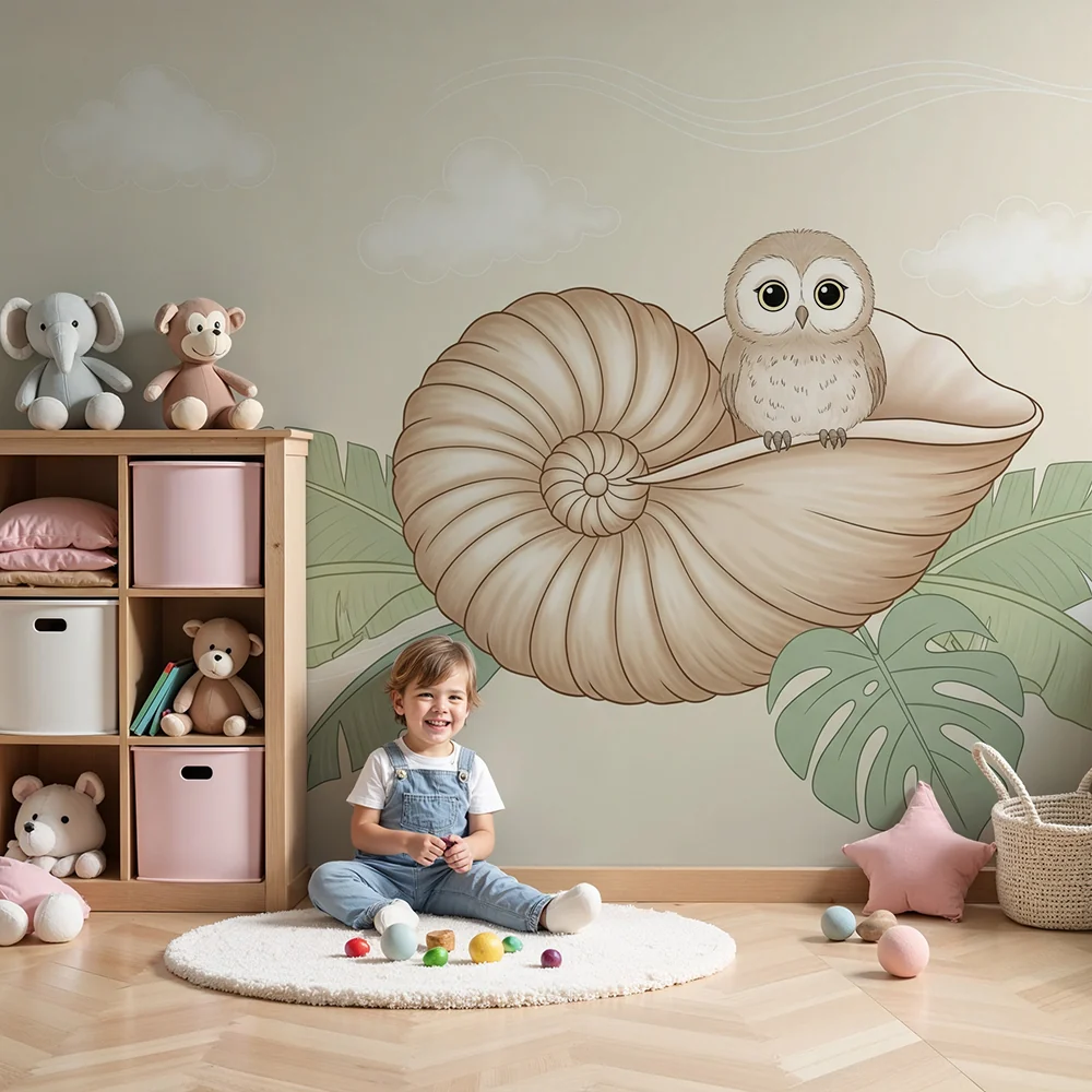 Papel de parede quarto bebê | Симпатична кукумявка в черупка