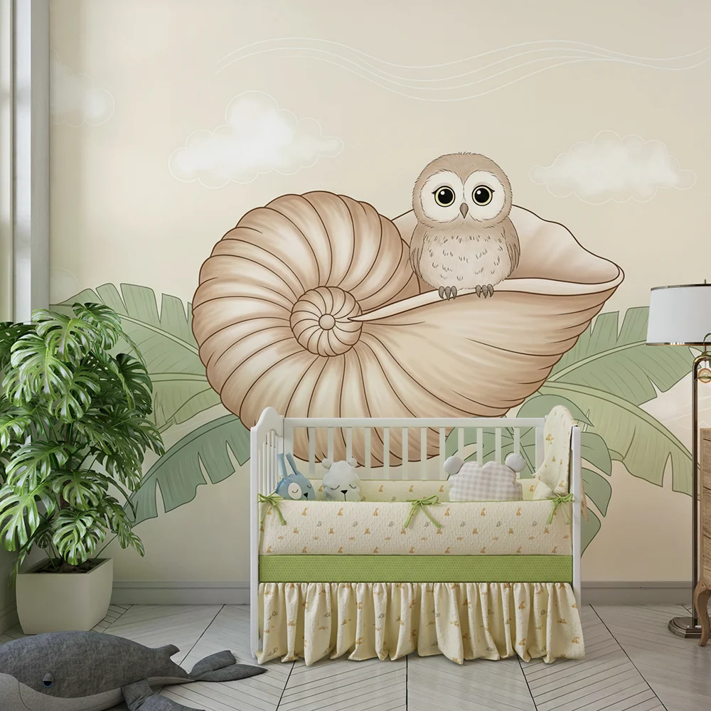 Papel de parede quarto bebê | Симпатична кукумявка в черупка