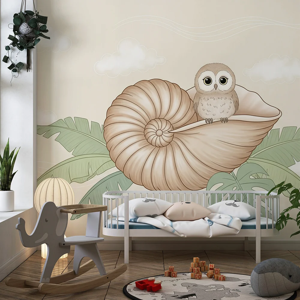 Papel de parede quarto bebê | Симпатична кукумявка в черупка