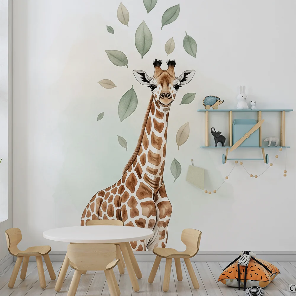 Papel de parede quarto bebê | Жираф и нежни листа