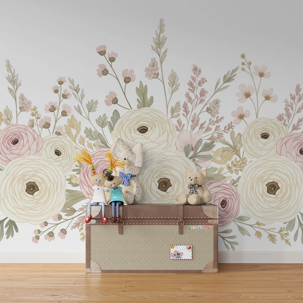 Papel de parede quarto bebê | Букет от цветя в нежни цветове