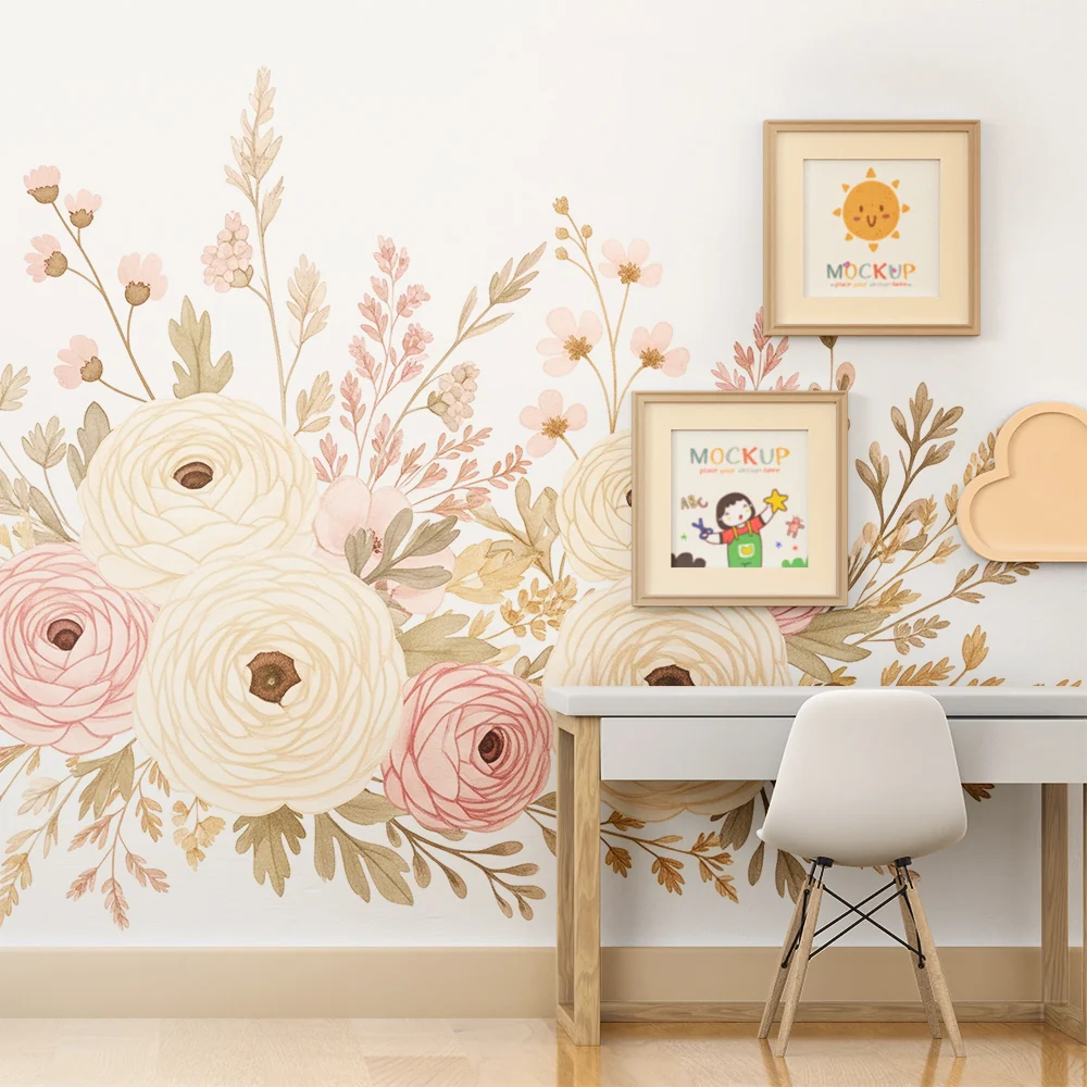 Papel de parede quarto bebê | Букет от цветя в нежни цветове