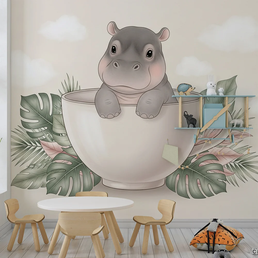 Papel de parede quarto bebê | Симпатична хипопотам във чаша