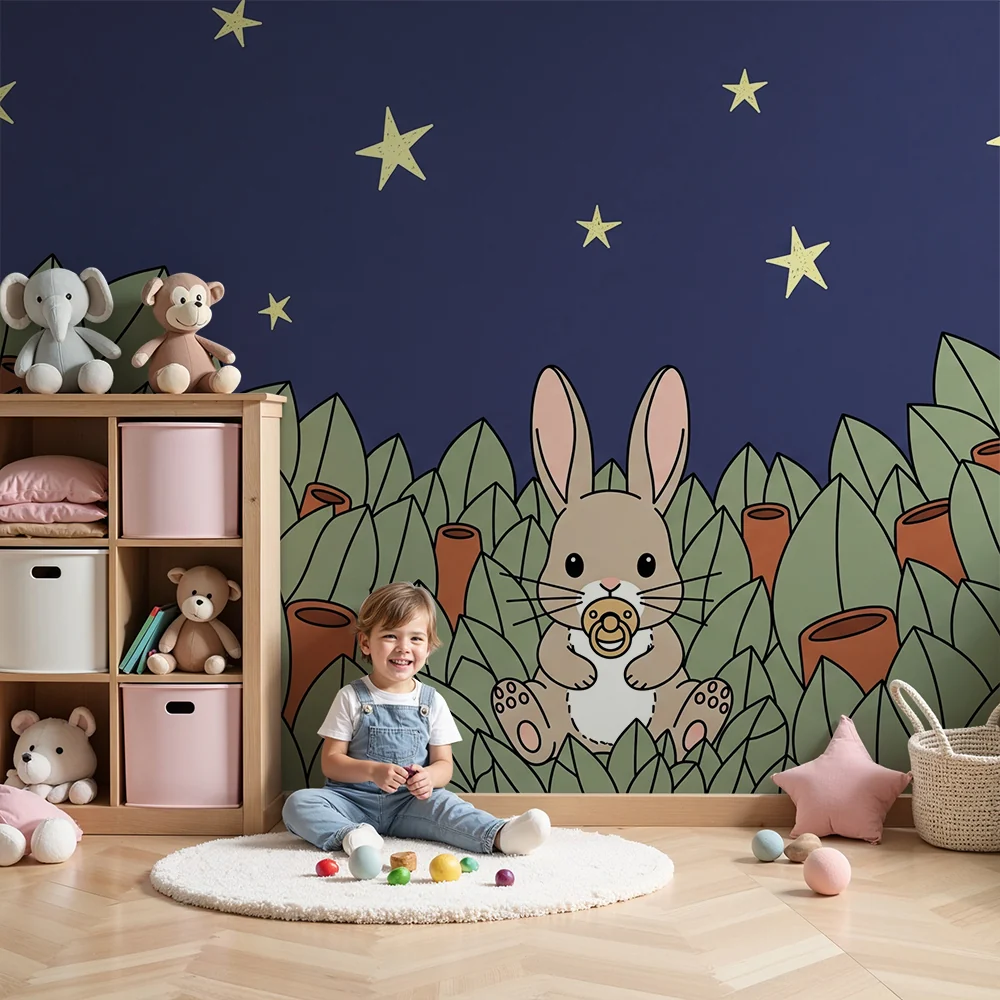 Papel de parede quarto bebê | Красив зайче под звездите