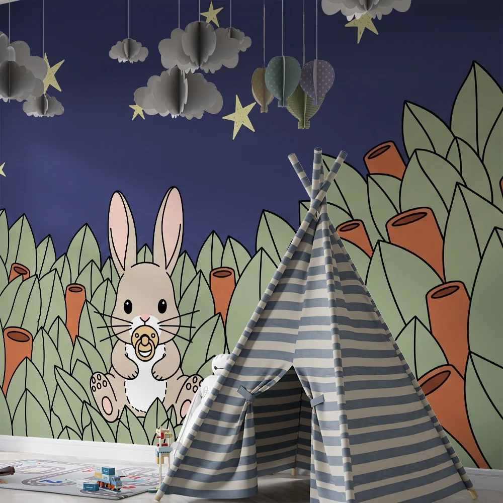 Papel de parede quarto bebê | Красив зайче под звездите