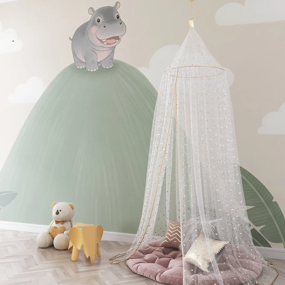 Papel de parede quarto bebê | Весела хипопотам на хълма