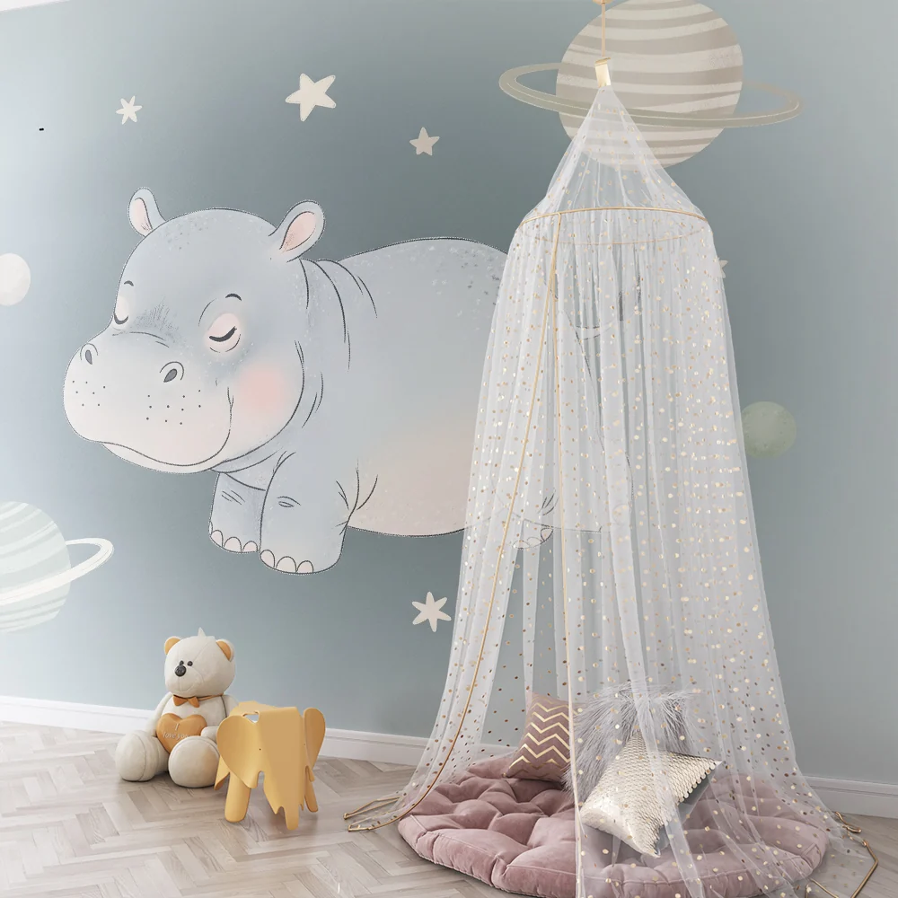 Papel de parede quarto bebê | Спяща хипопотам сред звездите