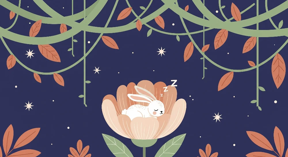 Papel de parede quarto bebê | Заспал зайче в цвете