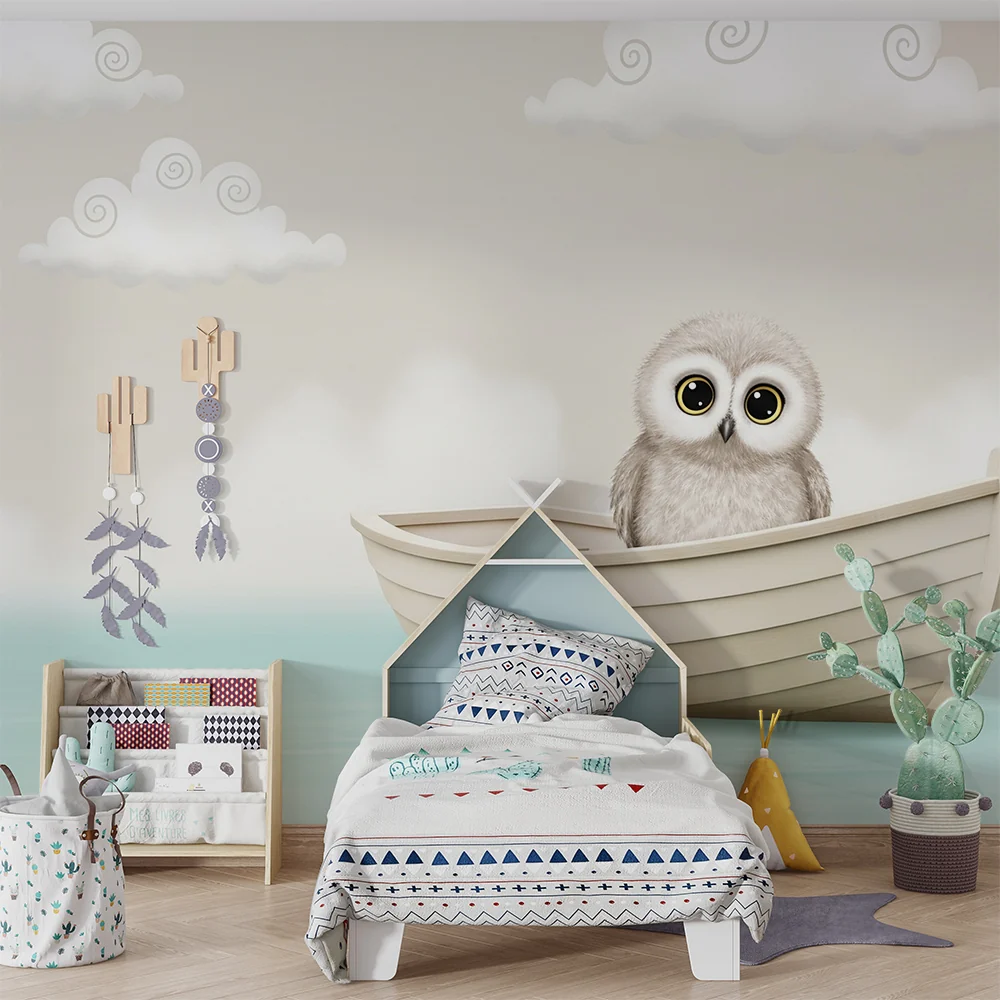 Papel de parede quarto bebê | Симпатична кукумявка на лодка